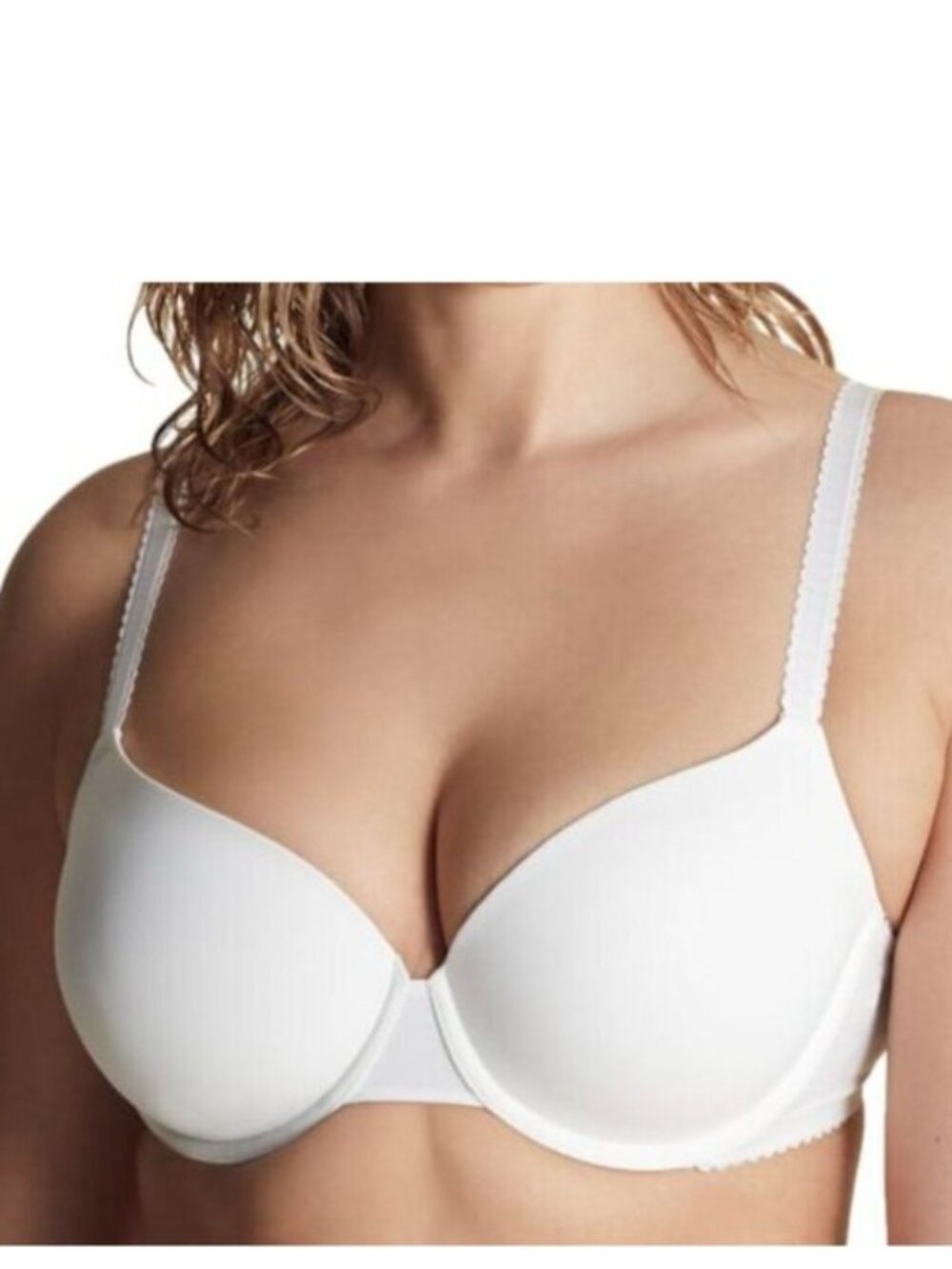 Moi White Underwire T-Shirt Bra Size 40D Comfort Stretch Nylon Elastane